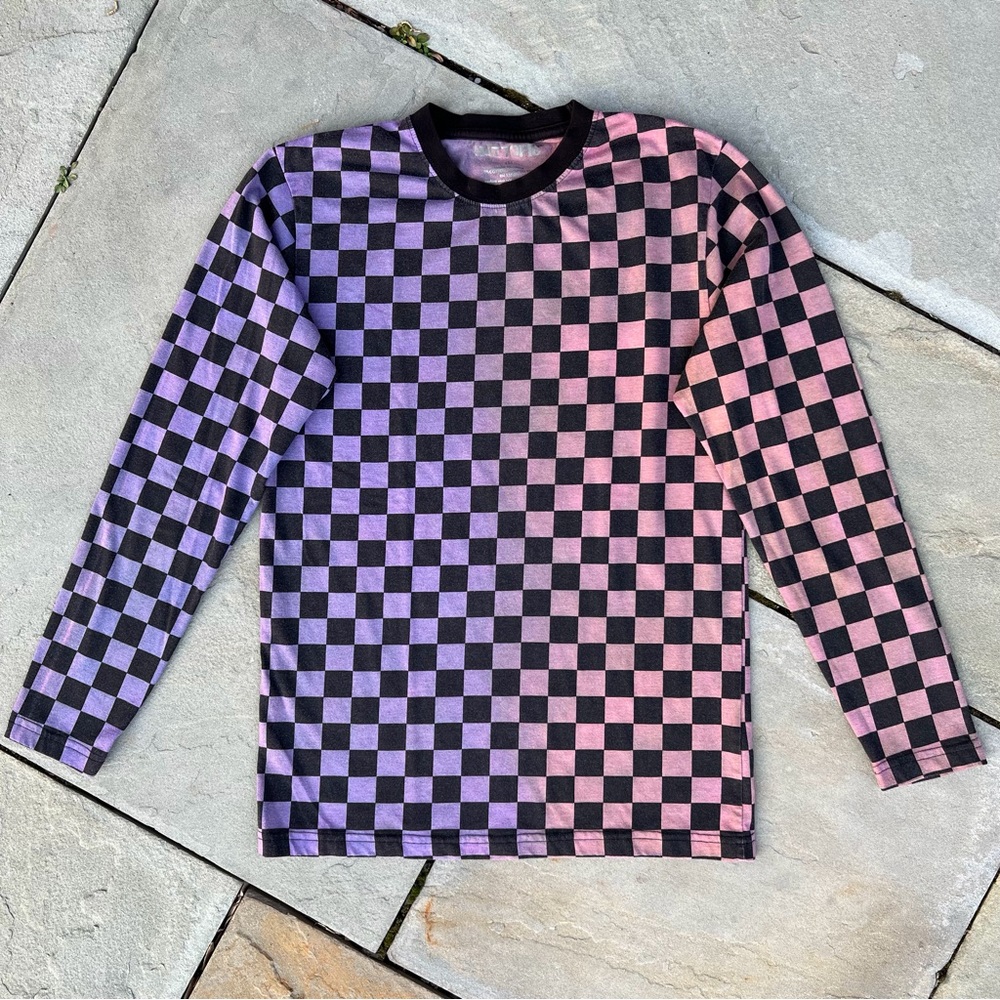 Hand Dyed Reworked Checkered Long Sleeve Shirt